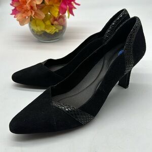 Rockport Black Suede Snakeskin Heels Size 6.5 BHE6962B